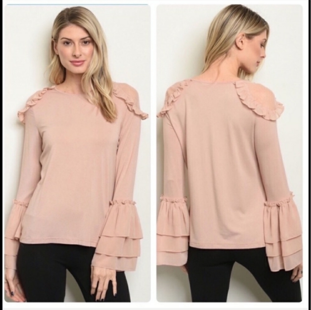 NWT Ina Pretty Blush Bell Sleeved Top S-M-L